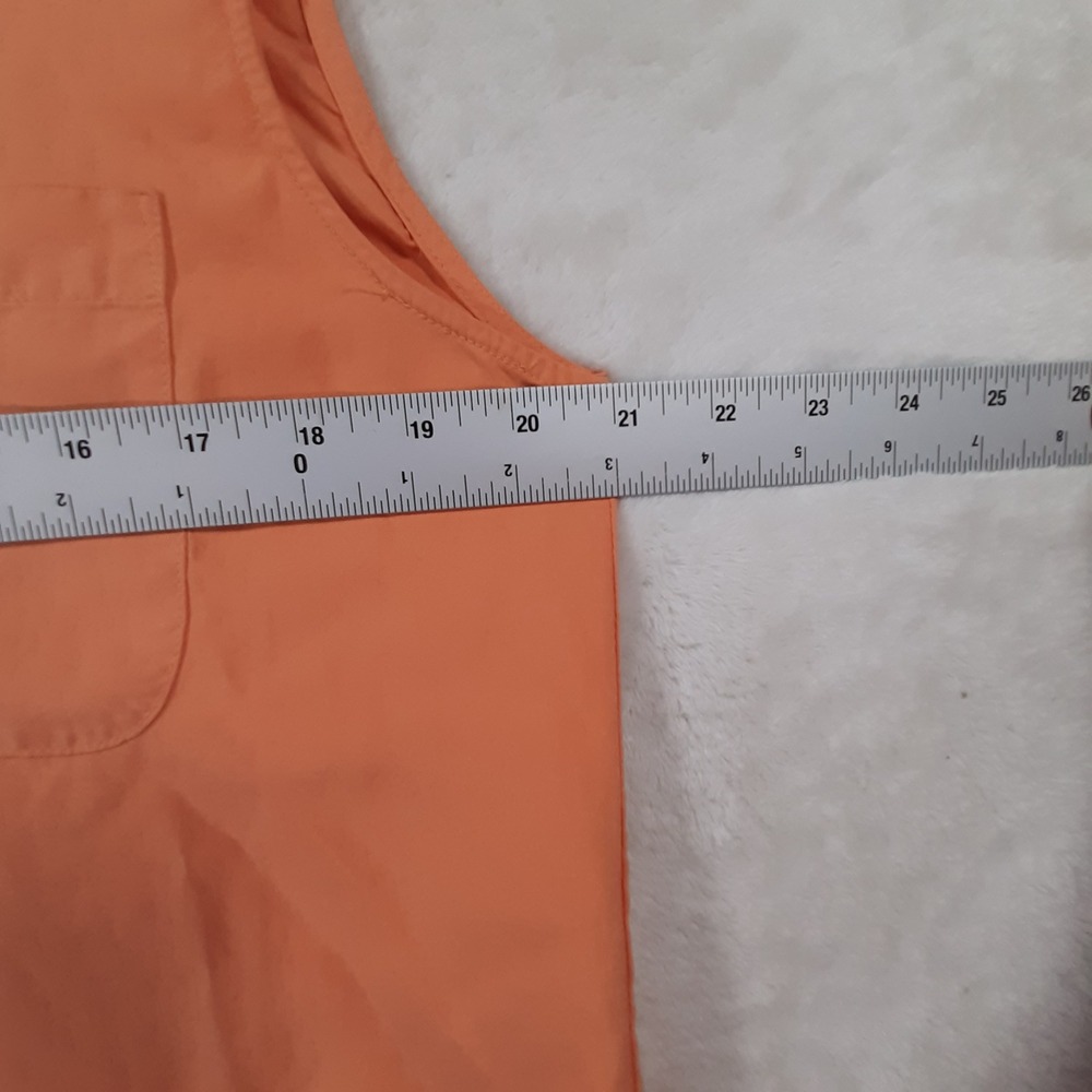 Anne Carson Womens XL Orange 100% Silk Sleeveless Button Down Shirt Pocket Top - Picture 6 of 6